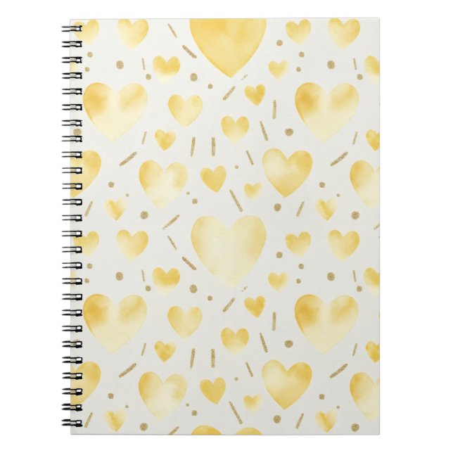 Cuaderno Corazones de Acuarela Amarillo Soleado (Frente)
