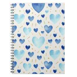 Cuaderno Corazones de Acuarela Azul Fresco