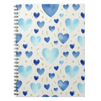 Cuaderno Corazones de Acuarela Azul Fresco