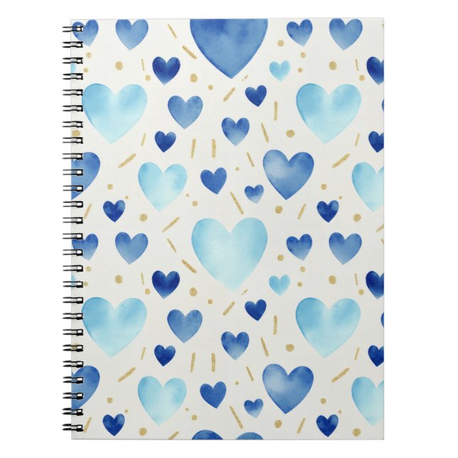 Cuaderno Corazones de Acuarela Azul Fresco (Frente)