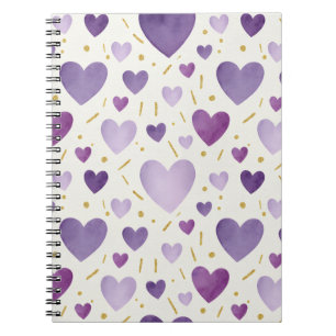 Cuaderno Corazones de Acuarela Morados Regios