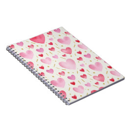 Cuaderno Corazones de acuarela rosados dulces