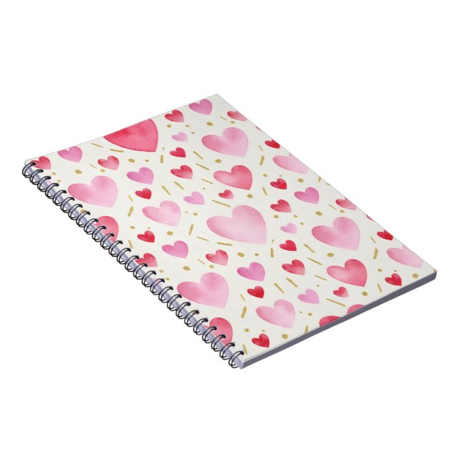 Cuaderno Corazones de acuarela rosados dulces (Lado Derecho)