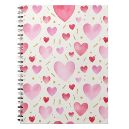 Cuaderno Corazones de acuarela rosados dulces