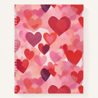 Cuaderno Corazones de acuarela rosados y rojos Coqueta romá