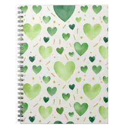 Cuaderno Corazones de Acuarela Verde Fresco