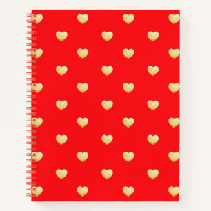 Cuaderno Corazones de amor de oro rojo moderno