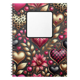 CUADERNO CORAZONES DE AMOR DEL ORO NEGRO ROJO