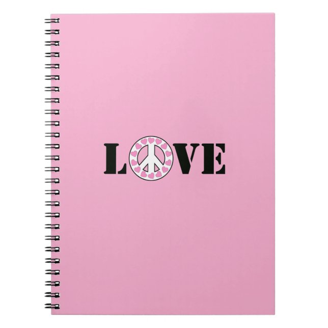 Cuaderno Corazones de amor en rosa chic y paz (Frente)
