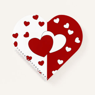 Cuaderno Corazones De Amor Rojo Y Blanco En Forma De Coraz