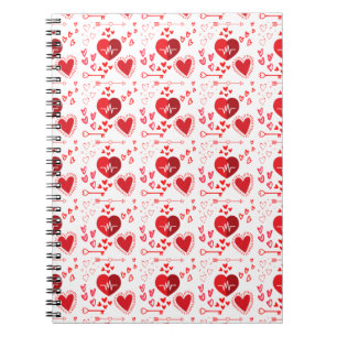 Cuaderno Corazones de amor rojos y flecha