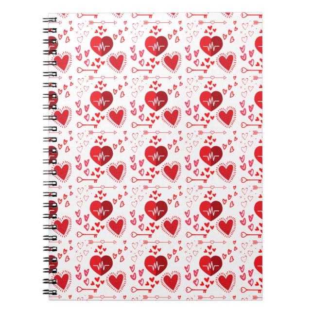 Cuaderno Corazones de amor rojos y flecha (Frente)