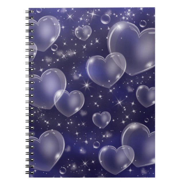Cuaderno Corazones de burbujas azules adoran el diseño de e (Frente)