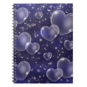 Cuaderno Corazones de Burbujas Azules Diseño Femenino Lindo
