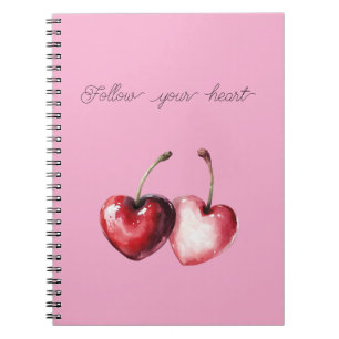 Cuaderno Corazones de Cereza Rosa Rojo
