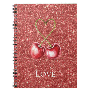 Cuaderno Corazones de Cerezas Rojas Brillantes Amor