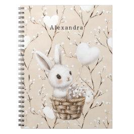 Cuaderno Corazones de conejo blanco en una canasta