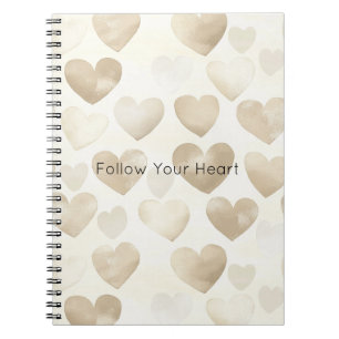 Cuaderno Corazones de Crema Dorada Romántica