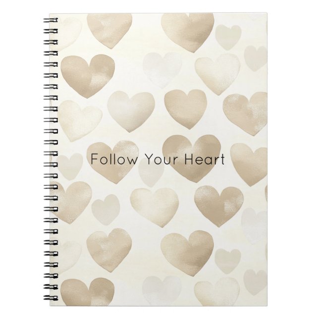 Cuaderno Corazones de Crema Dorada Romántica   (Frente)