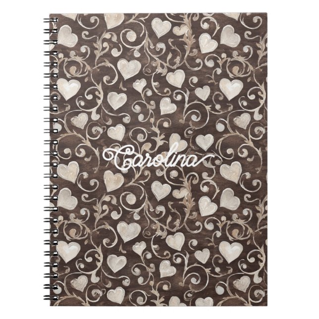Cuaderno Corazones de Crema Marrón (Frente)