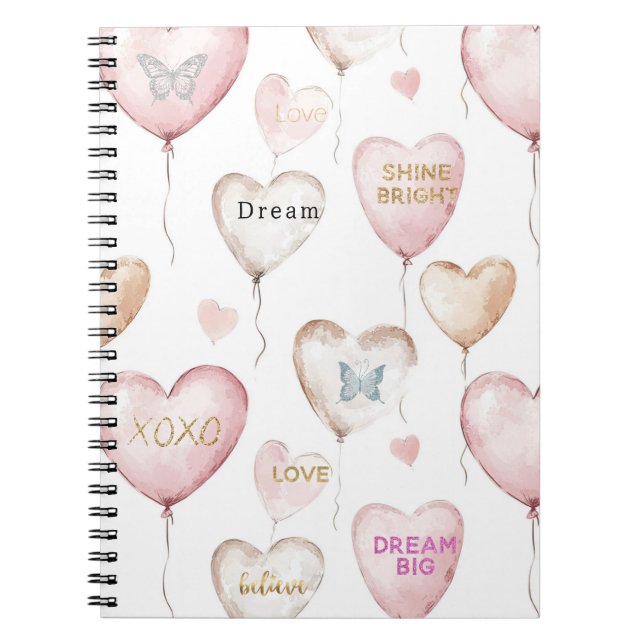 Cuaderno Corazones de Crema Rosa Inspiradores (Frente)