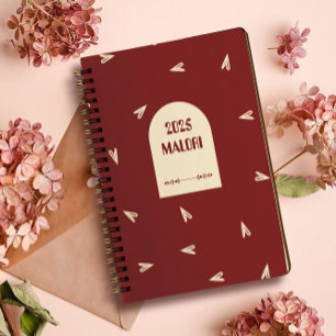 Cuaderno Corazones de Crema sobre Burdeos - San Valentín Mi