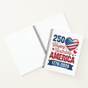 Cuaderno Corazones de EE. UU. 1776 2026 4 de julio