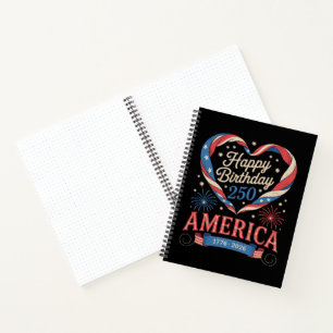 Cuaderno Corazones de EE. UU. 1776 2026 julio 250 cumpleaño