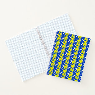 Cuaderno Corazones de fondo azul y amarillo
