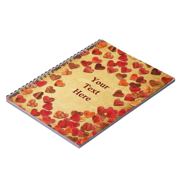 Cuaderno Corazones De Hojas De Otoño En Papel Antiguo (Lado Izquierdo)