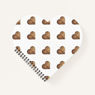 Cuaderno Corazones de madera marrón rústica simétricos gran