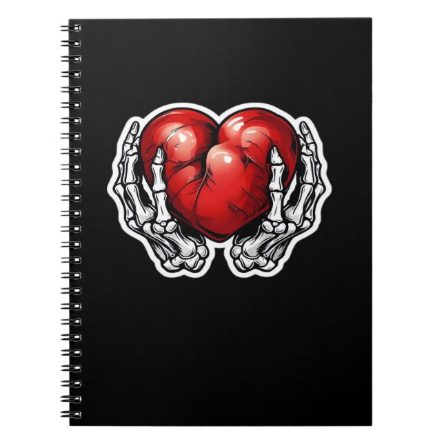 Cuaderno Corazones de manos de esqueleto - Halloween lindo (Frente)
