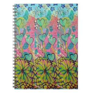 Cuaderno Corazones de medios mixtos