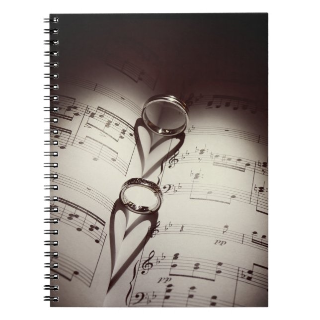 Cuaderno Corazones de música de anillo de boda (Frente)