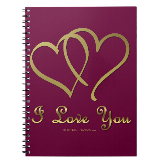 Cuaderno Corazones de oro entrelazados te amo (Frente)