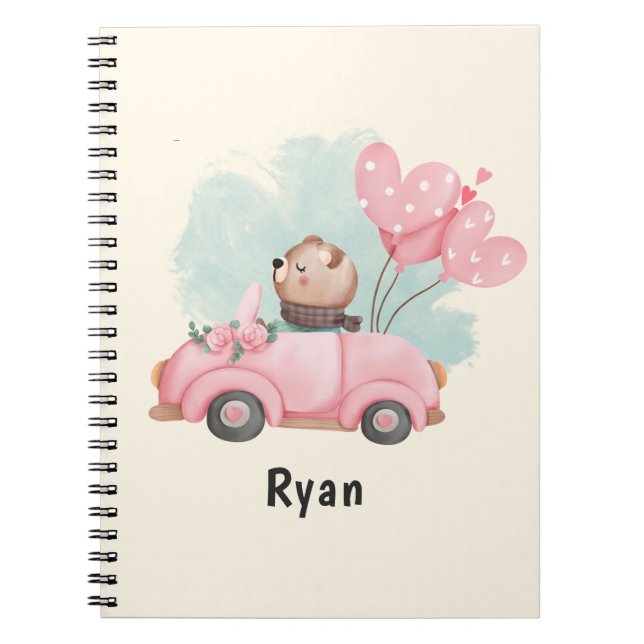 Cuaderno Corazones de ositos de peluche personalizados para (Frente)