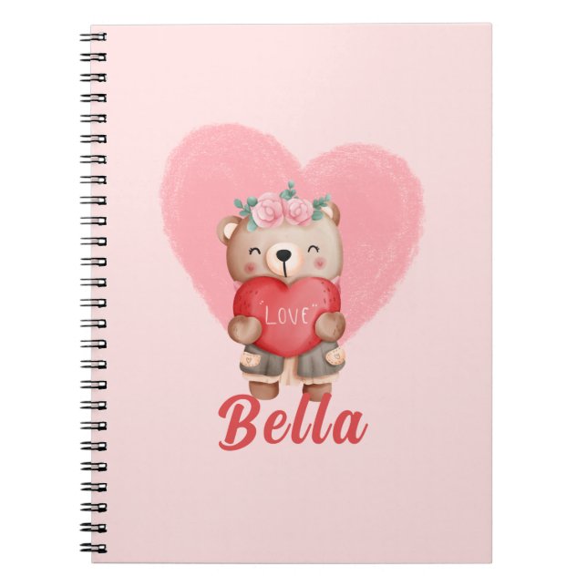 Cuaderno Corazones de ositos personalizados para San Valent (Frente)