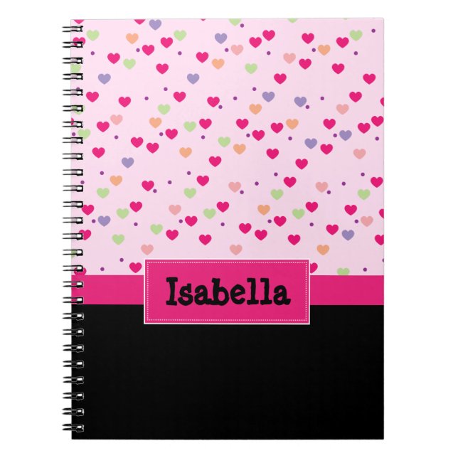 Cuaderno Corazones de Pastel en Personalizados de Rosa (Frente)