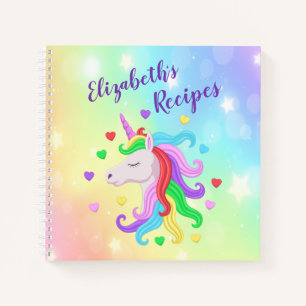 Cuaderno Corazones de picor de unicornio arcoiris esparcen 