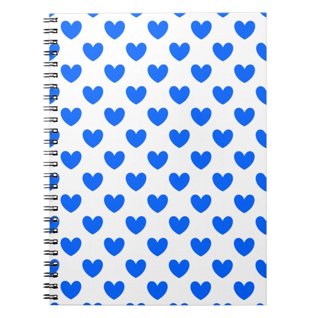 Cuaderno Corazones de polka azul en blanco (Frente)
