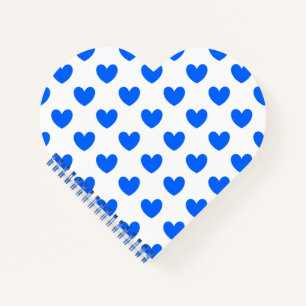 Cuaderno Corazones de polka azul en blanco