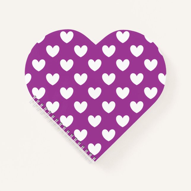 Cuaderno Corazones de polka blanca en morado (Anverso)