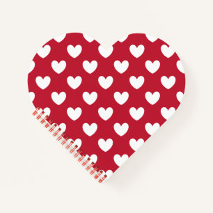 Cuaderno Corazones de polka blanca y roja