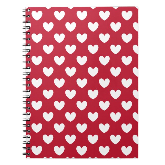 Cuaderno Corazones de polka blanca y roja (Frente)