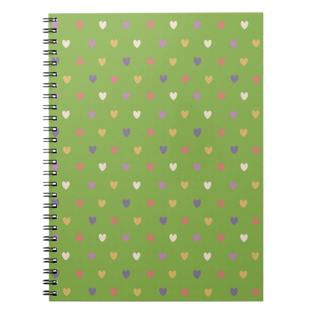 Cuaderno Corazones de polka en verde vegetal (Frente)