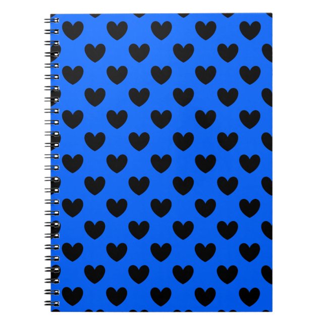 Cuaderno Corazones de polka negra en azul (Frente)