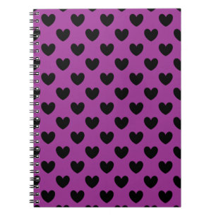 Cuaderno Corazones de polka negra en morado