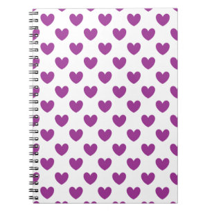 Cuaderno Corazones de polka púrpura en blanco