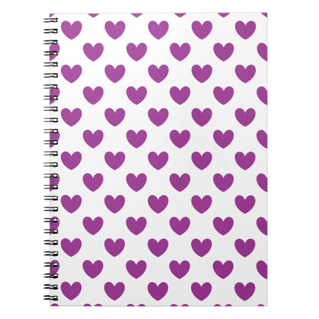 Cuaderno Corazones de polka púrpura en blanco (Frente)