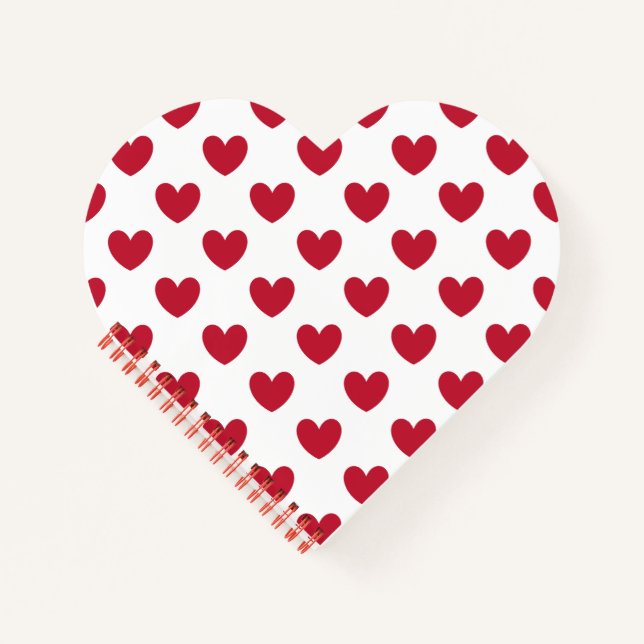Cuaderno Corazones de polka roja en blanco (Anverso)